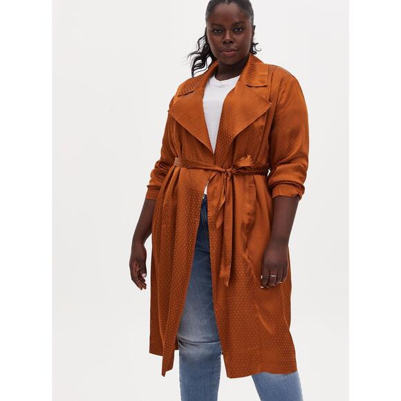 torrid Jackets & Blazers - Torrid Copper Dotted Jacquard Collared Jacket Longline Size 3X Holiday Layering